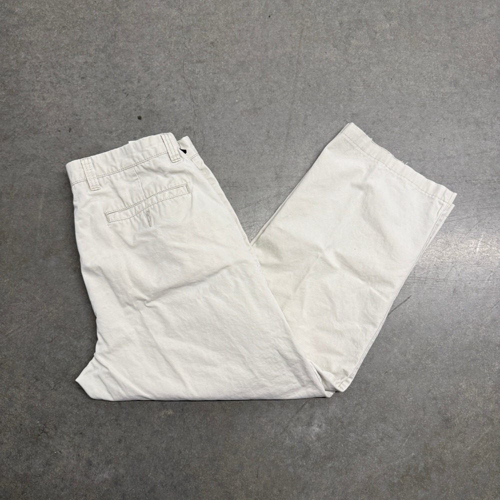 Dockers Mens Chino Pants 34x30 Stone Beige Cotton Straight Leg Frayed Hem